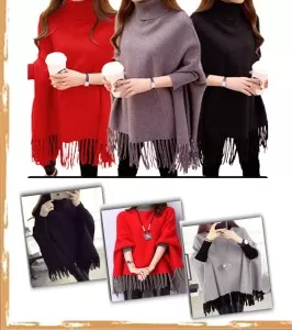 Pack of 3 -  Winter Fleece Poncho for Women/Girls
