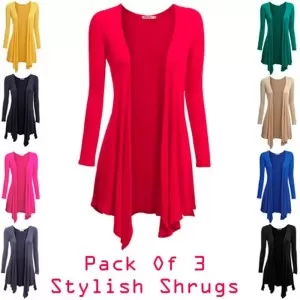 Pack Of 3 Stylish Shrugs - (Colors Choice)