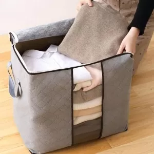 Pack Of 4 Portable Bamboo Charcoal Clothes Blanket Large Folding Bag Storage Box Organizer