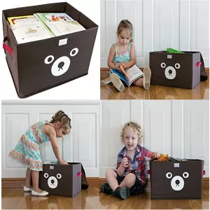 Panda .Toy Storage Chest Box for Kids and Babies – Collapsible Organizer Bin for Boys & Girls with Flip Lid – Gift Baskets for Small Toys, Stuffed A