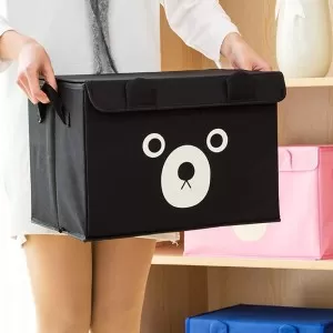 Panda Design Folding Storage Bins Quilt Basket Kid Toys Organizer Storage Boxes Cabinet Wardrobe Storage Bags 1 Piece Black