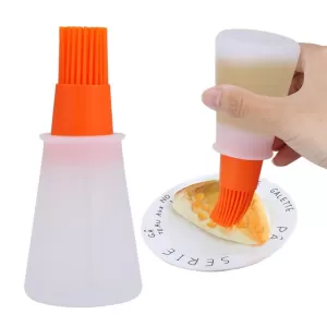 Portable Silicone Barbecue & Baking Oil Bottle With Brush Grill Oil Brushes Liquid Oil Pastry High Temperature Resistance Pancake Brush Non-Toxic Hous