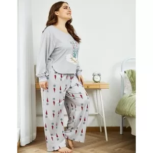 Printed Cotton Ladies Sleep Dress Night Wear With Shirt And Trouser (Design-200)