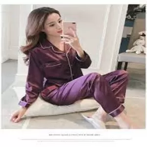 Hot Sexy Silk Ladies Sleep Wear Night Dress with Shirt and Trouser (Complete Sleeping Suit) For Women and Girls