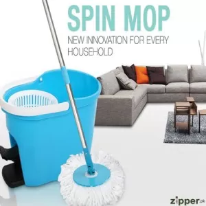 Rotating Spin Mop 360 with Bucket & Wheels - 2 Microfiber Cloth Refills Included (Extendable and Retractable)