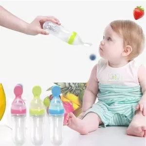 Silicone Baby Food Dispensing Spoon Feeder Silicone Travel Infa Feeder Infant Feeders for Cereal and Baby Food