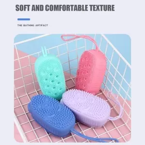 Silicone Scrubber Sponge - Exfoliating Brush Loofah Double-Sided Soft Deep Cleaning Bubble Brush Fast Foaming Bear Skin & Body Care Tools