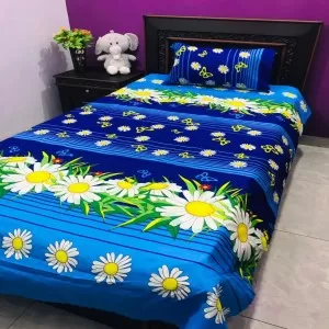 Single BedSheet 3D-Crystal Cotton Printed Bed Sheet Set -Multicolored-copy