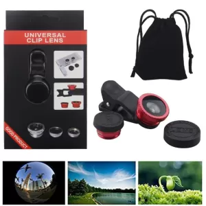 Smartphone Camera Lens Kits Include Fisheye, Macro,Wide Angle Lens - Black Red