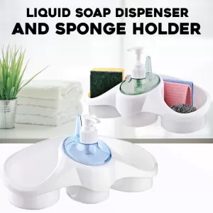 Sponge Holder & Soap Dispenser Kitchen Organizer Sink Caddy Dish Cleaning Accessories