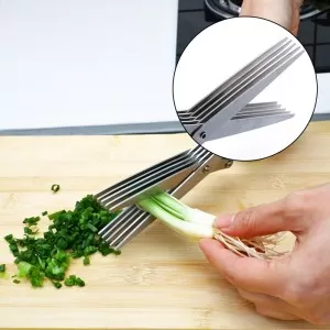 Stainless steel five-layer chopped green onion scissors Food supplement shredded paper scissors