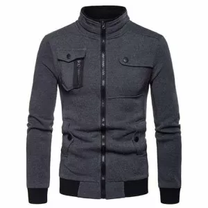 Stylish Patchwork Pocket Zipper Jacket For Men