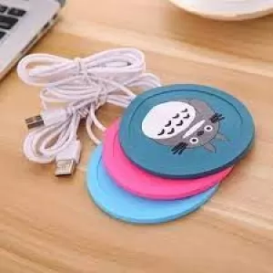 USB Heated Soft Silicone Pad Mats Creative Warm Cup Heating Mat Electric Insulation Coaster for Coffee Tea PVC Warmer Heater(random color )