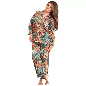 Valerie silky satin printed smoothly fabrics nightwear pajama set