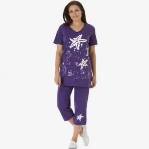 Women – Purple Star Capri Pajamas