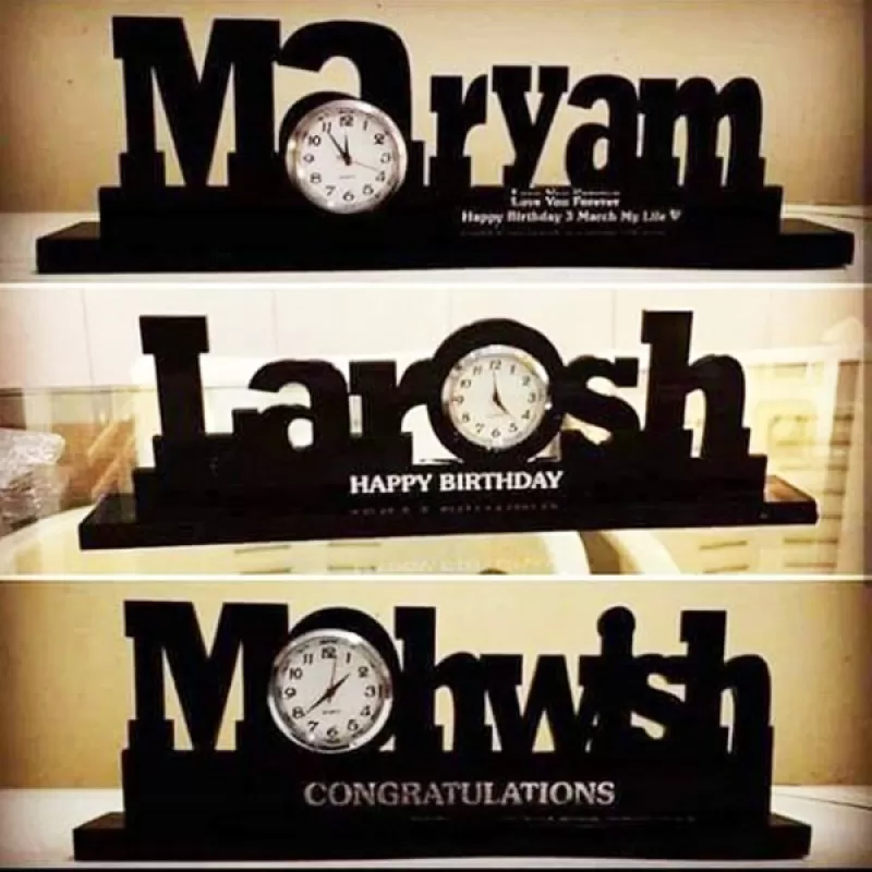 NEW CUSTOMIZED ACRYLIC NAME CLOCK PLATE MULTIPLE DESIGNS AND NAME