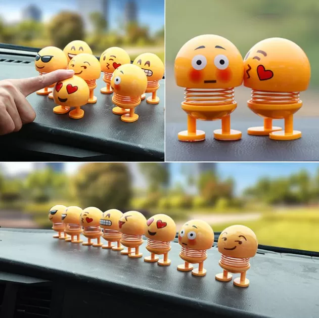 New Stress Release Emoji shaker spring bouncing doll car smiley doll cute emoticons big head dolls funny smiley face springs dance toys