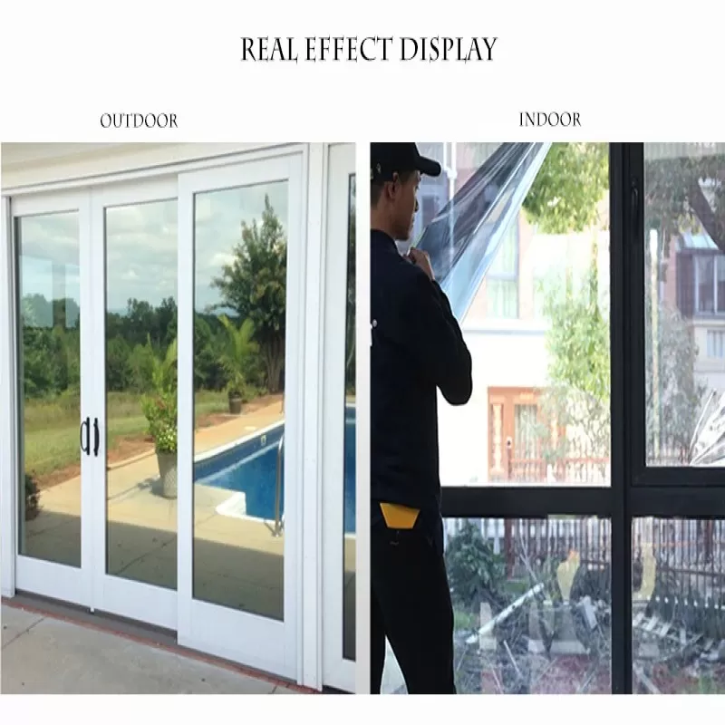 One Way Mirror Window Film Daytime Privacy Static Non-Adhesive Decorative Heat Control Anti UV Window