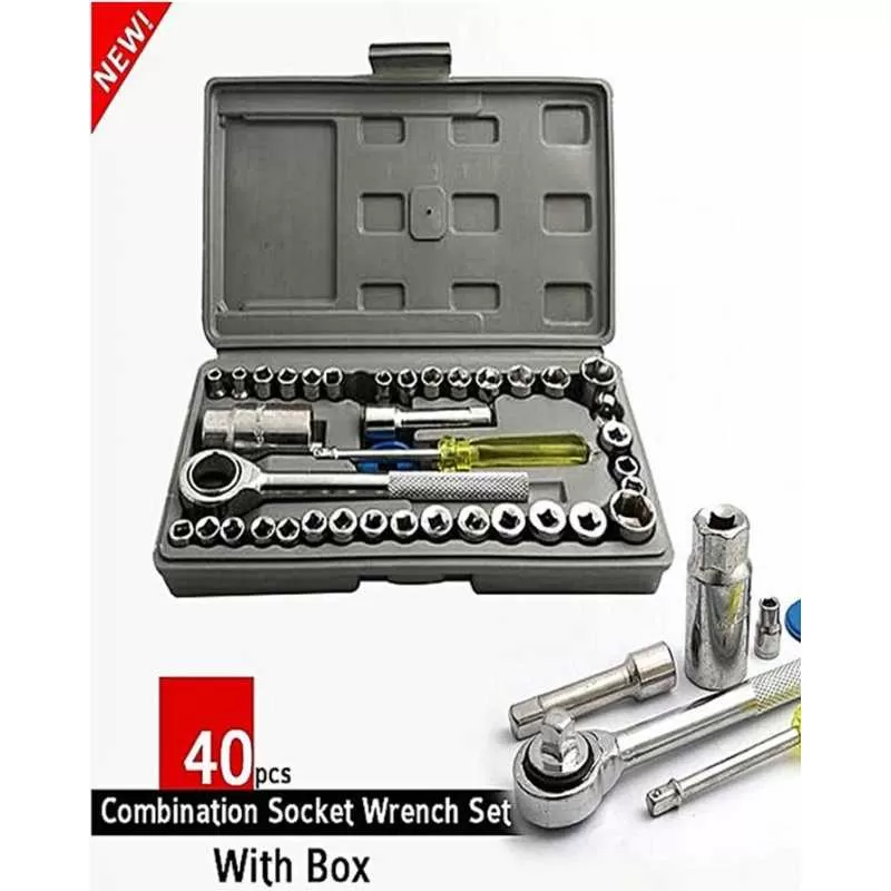 Original Aiwa 40 Piece Toolkit Tool kit Combination Socket Ratchet Wrench Set Tool Kit Toolkit Goti Set Ring Spanner Pana Set Screw Driver Bit Set Han