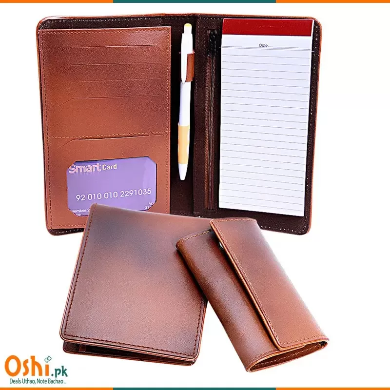Original Leather Wallet Key Holder Note Book (Pack of 3)