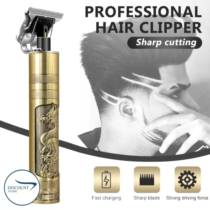 ORIGINAL VINTAGE T9 0MM RECHARGEABLE Electric Hair CLIPPER Cutting Machine Professional Hair Barber Trimmer For Men T9 Clipper Shaver CORDLESS - metal