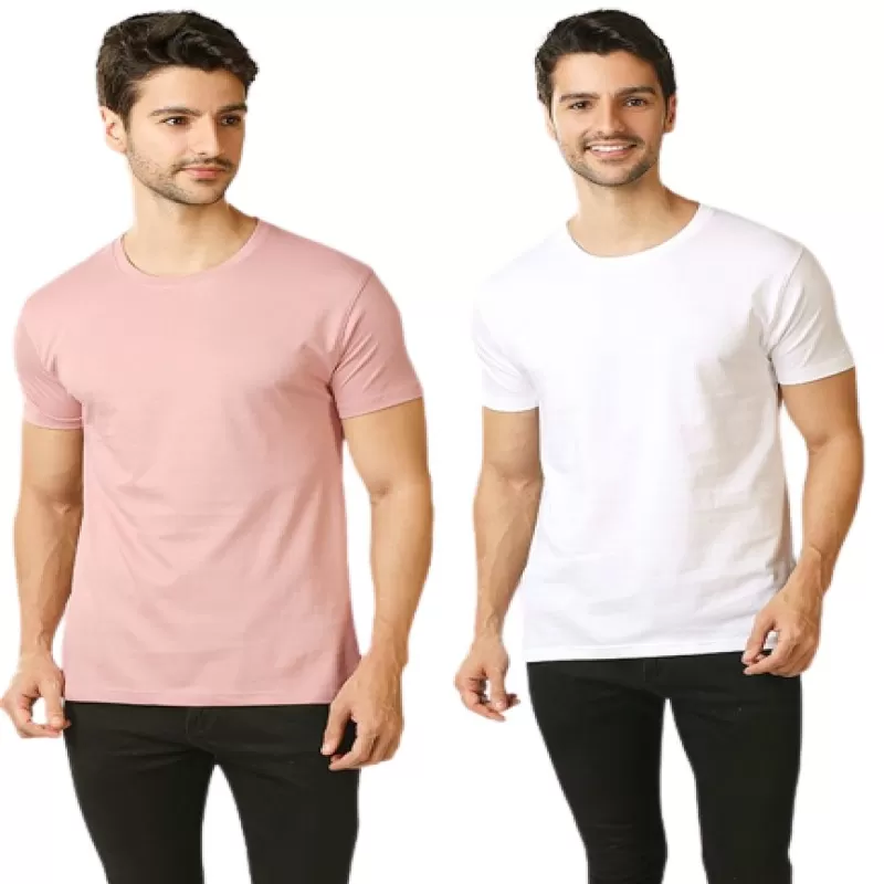 Pack of 2 - Best Quality Plain Short Sleeve Round Neck Basic T-shirt for Men/Boys