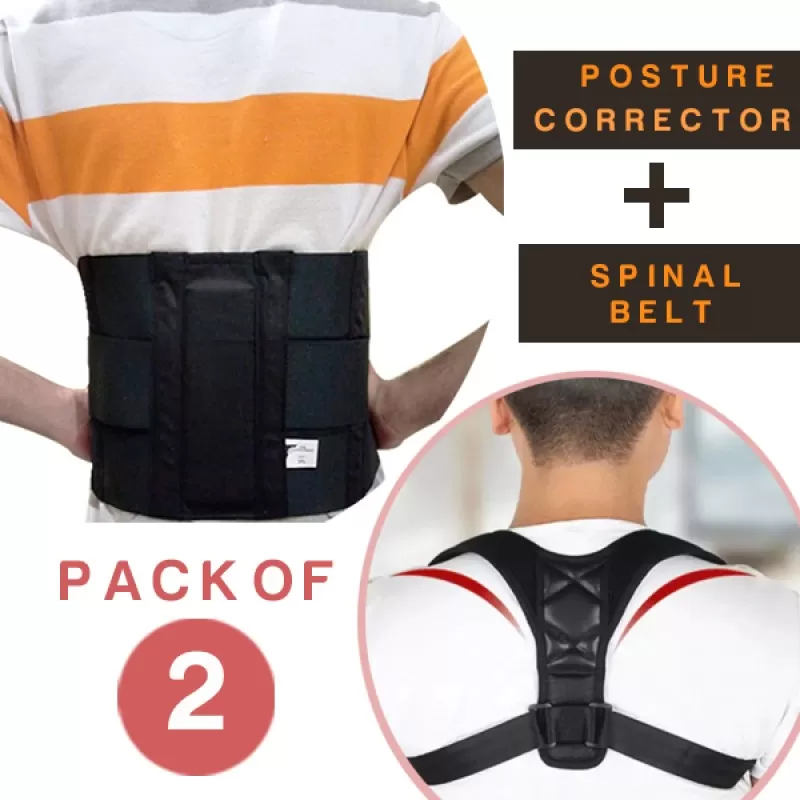 Pack of 2 Adjustable Magnetic Therapy Posture Corrector Brace Shoulder Back Support Belt for Male Female Braces and Supports Belt