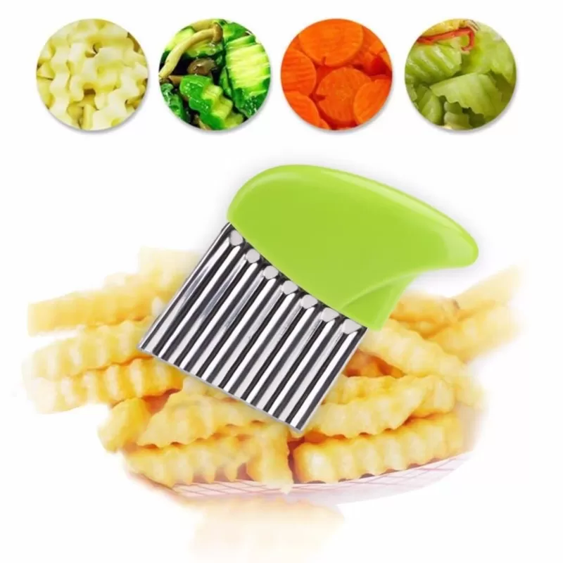 (pack of 2)Wavy French Fries Cutter Stainless Steel Potato Slicer Vegetable Chopper Veggie Slicer Durable Kitchen Gadgets Cutter