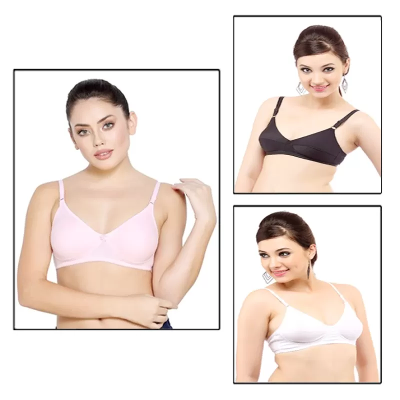 Buy Pack of 3 –Best Quality Cotton Non Padded Bras for Women at