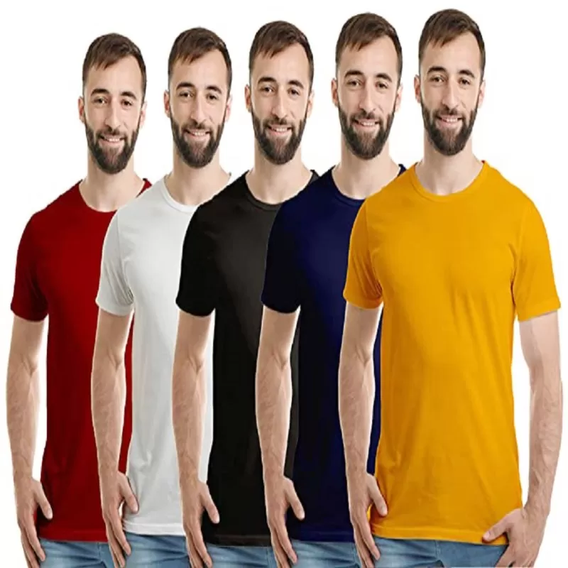 Pack of 5 - Best Quality Plain Short Sleeve Round Neck Basic T-shirt for Men/