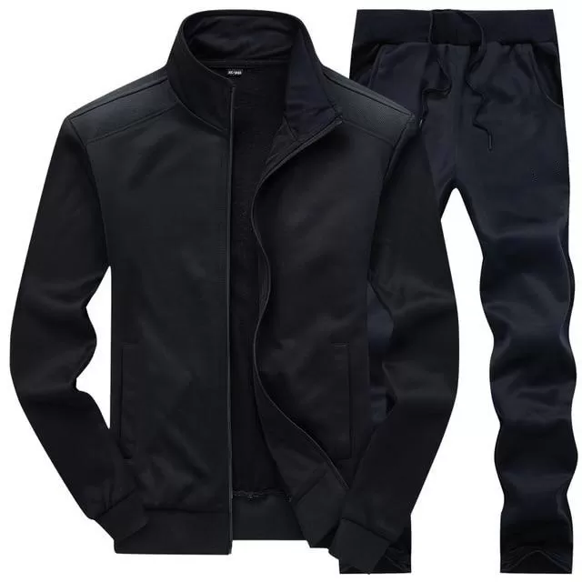 Buy Plain black stand collar tracksuit for men at Lowest Price in ...