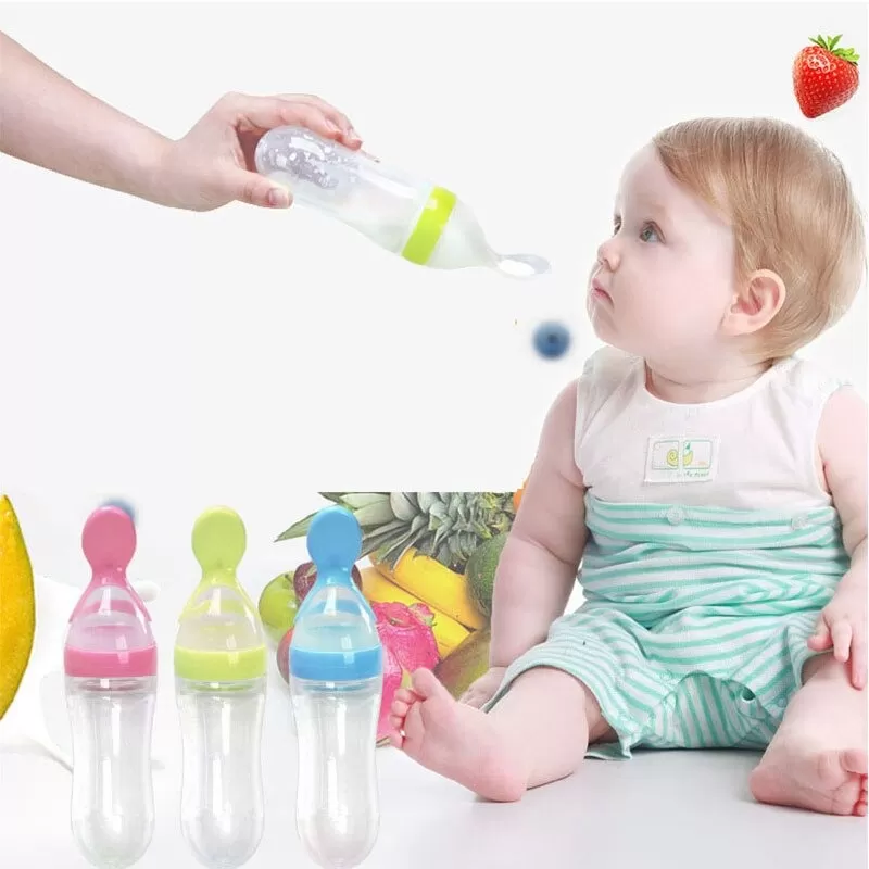 What is Baby Food Dispensing Spoon Travel Infant Feeders Silicone Squeeze  Feeder with Spoon for Baby Items