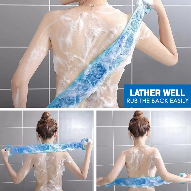 Silicone Bath Belt Body Wash Body Scrubber Belt With Double Side Shower Belt Back Scrubber Bath Brush Bath Scrubber