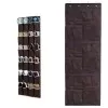 24 Pockets Over The Door Shoe Organizer Non-woven Fabrics Storage Bag Hanging Dark Brown