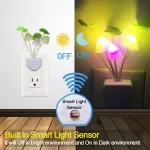 2Pcs Automatic Sensor Light Night Color Changing Romantic Flower LED Night Lights Flower Mushroom Lamp Bedroom Kids Room