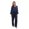 Silk Night Suit For Women (Navy Blue)