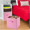 Foldable Storage Cubes Organizer Basket Bin Storage Boxes Storage Container with Handles for Travel Moving Toy Storage Box-Pink