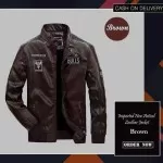 Mens Artifical Leather Jacket Embroiderd