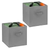 Pack of 2 Foldable Storage Cubes Organizer Basket Bin Storage Boxes Storage Container with Handles for Toy Storage Box Grey