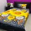 Single BedSheet 3D-Crystal Cotton Printed Bed Sheet Set -Multicolored