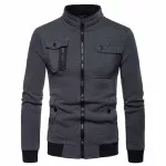 Stylish Patchwork Pocket Zipper Jacket For Men