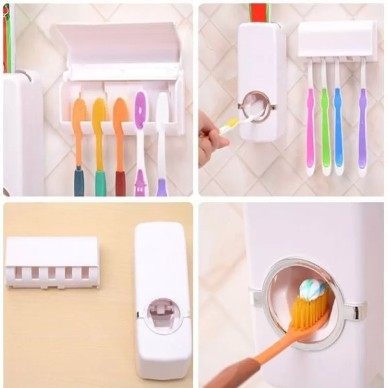 Tooth Paste Dispenser And Tooth Brush Holder