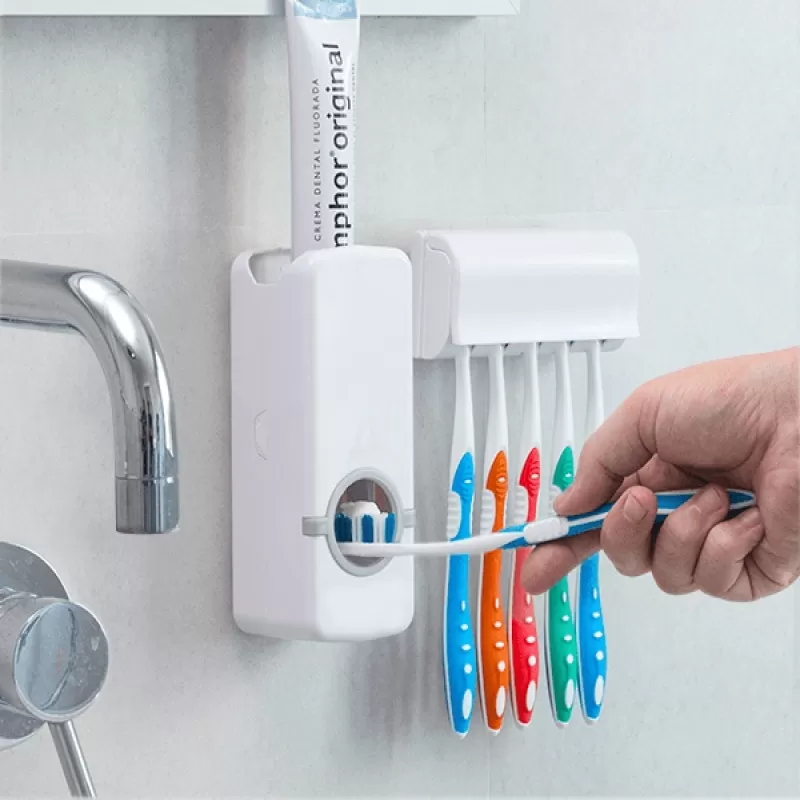 Toothpaste Dispenser with Tooth Brush Holder