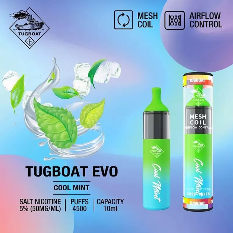 Buy TUGBOAT EVO 4500 PUFFS –COOL MINT at Lowest Price in Pakistan | Oshi.pk