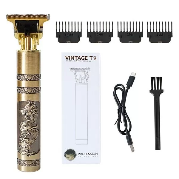 Vintage T9 Trimmer for Men Hair Zero Gapped Clipper Professional Cordless Haircut Electric