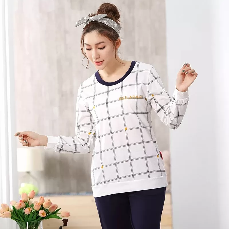 Buy White Colour Lining Printed Design Stylish Full Sleeves Round Neck T- Shirt and Pajama Sexy Night Suit ! Sleep Wear Night Dress For Ladies Women  at Lowest Price in Pakistan