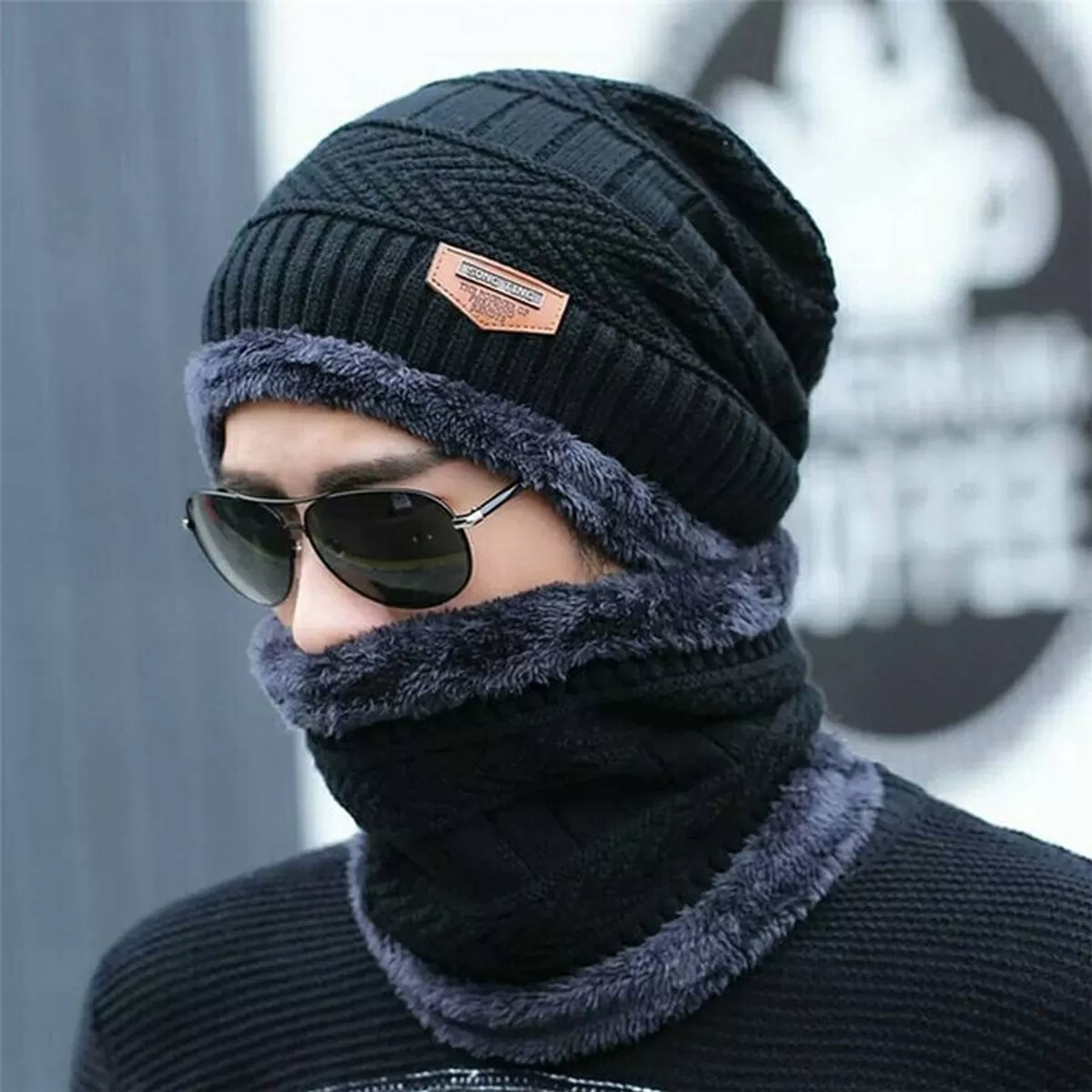 Unisex Winter Knitted Hat Warm Thick Add Lined Beanies Hats With