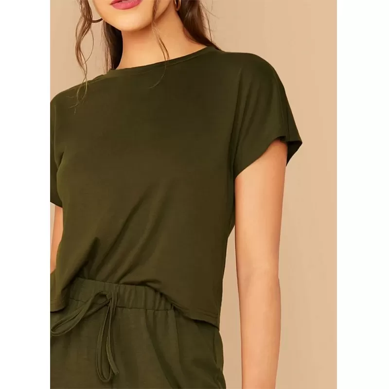 Women Soft Cotton Regular Tracksuit (Army Green)