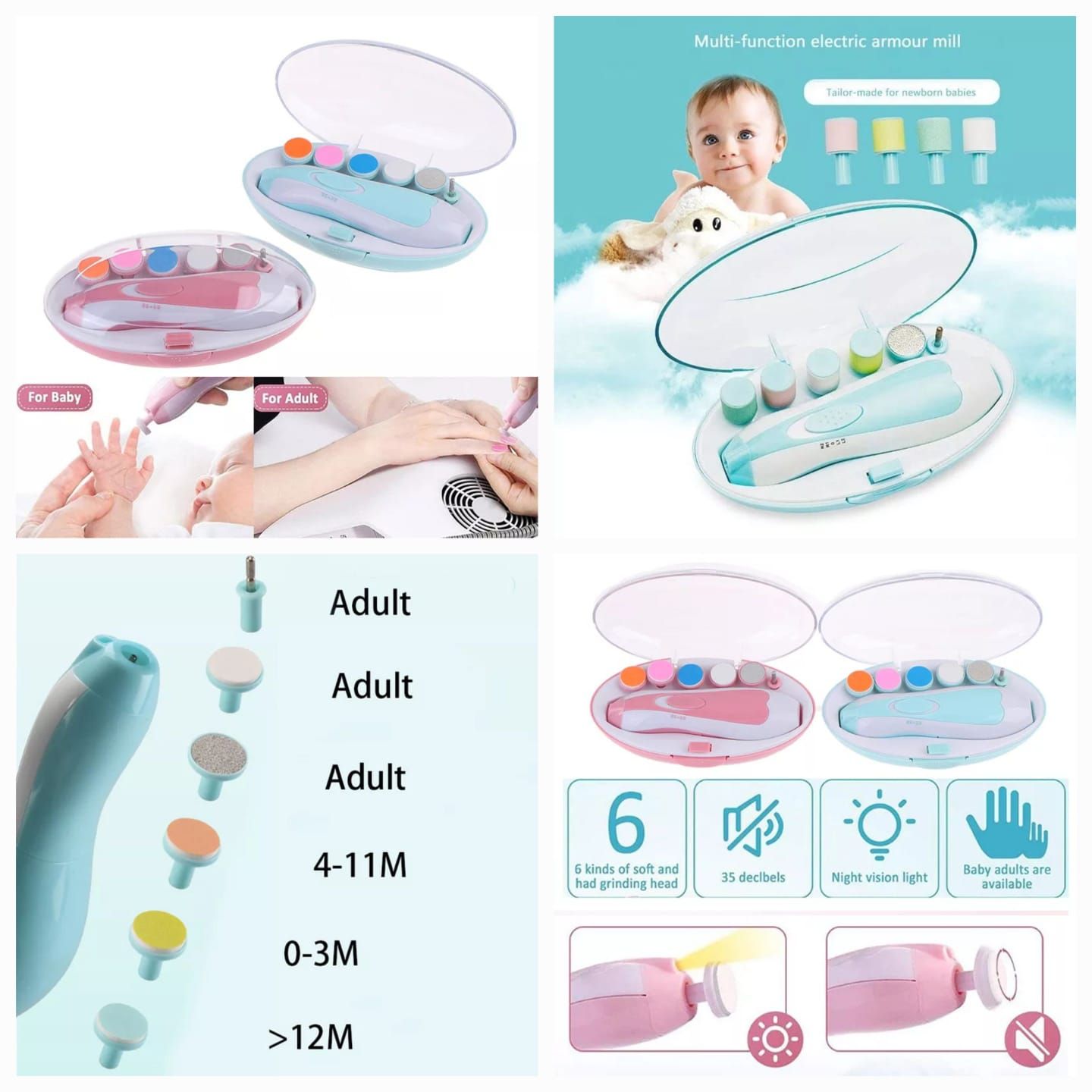 SYNPOS Baby Nail Trimmer Electric Nail File Baby Nail Clippers, Safe Nail  Filer Grinder Kit for Newborn Infant Toddler Kids or Adults, with Led Light  and 10 Grinding Heads - Walmart.com