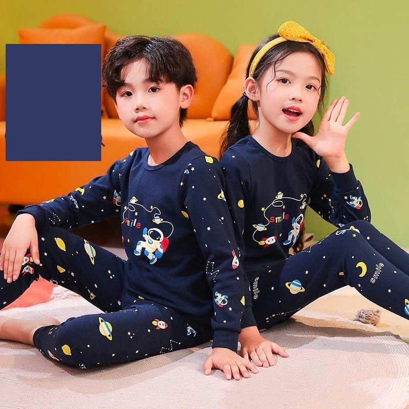 Blue Print Full Sleeves Night Suit for Kids